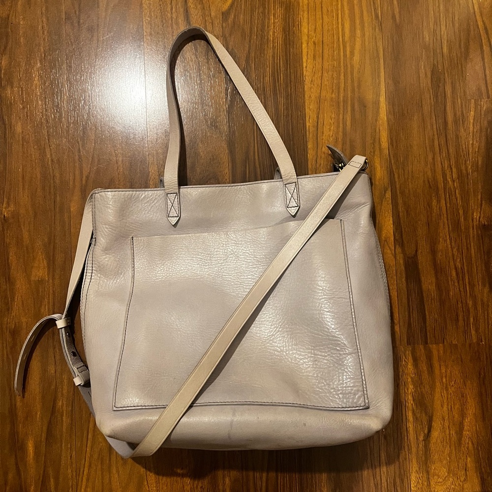 Madewell Light Gray Leather Tote